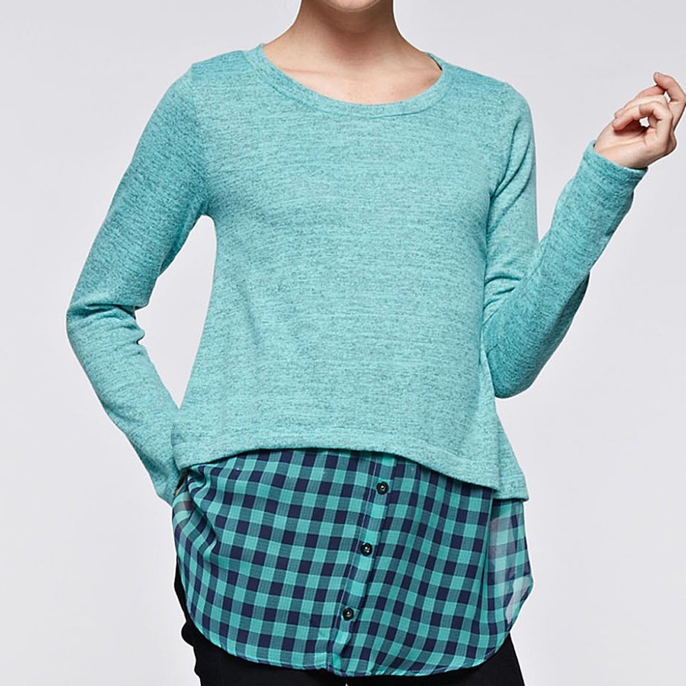 Mint Plaid Layered Tunic